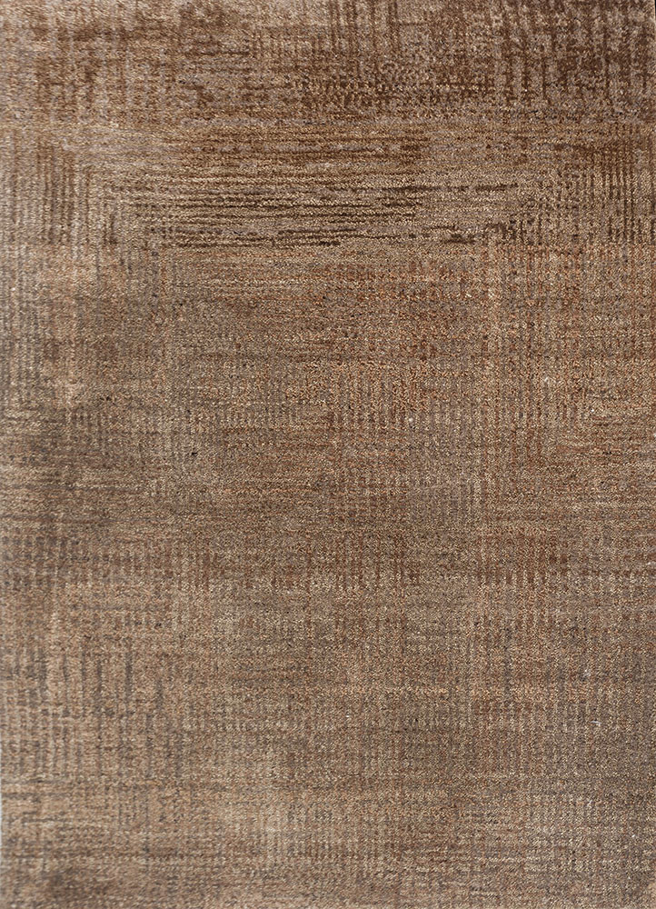 uvenuti beige and brown wool and silk hand knotted Rug - HeadShot uvenuti beige and brown wool and silk hand knotted Rug - HeadShot