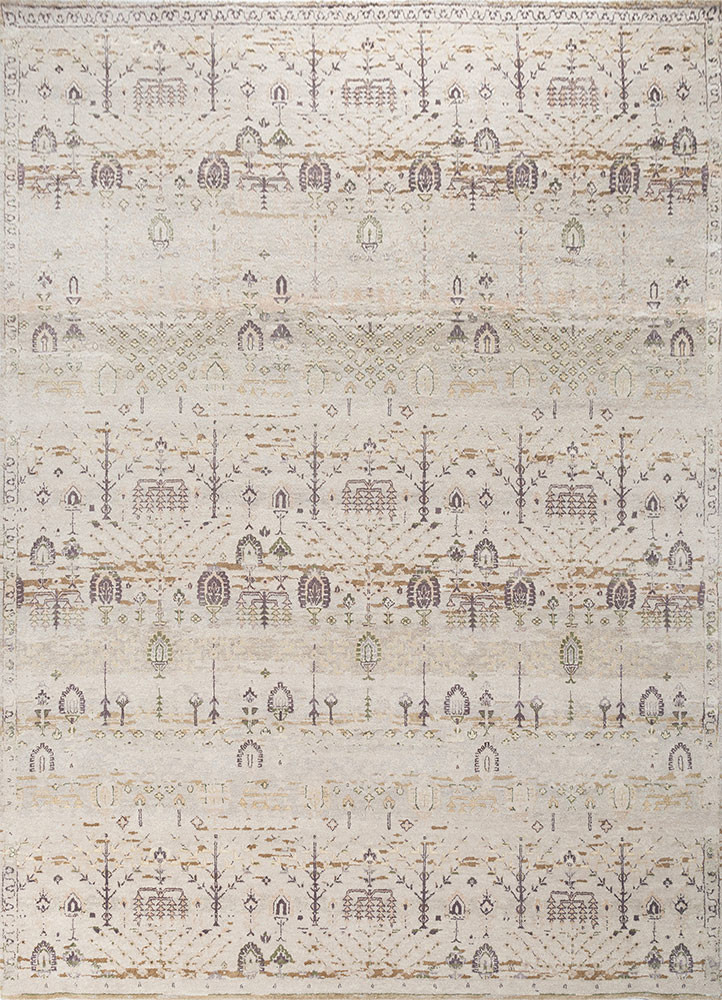 aprezo ivory wool and silk hand knotted Rug - HeadShot aprezo ivory wool and silk hand knotted Rug - HeadShot