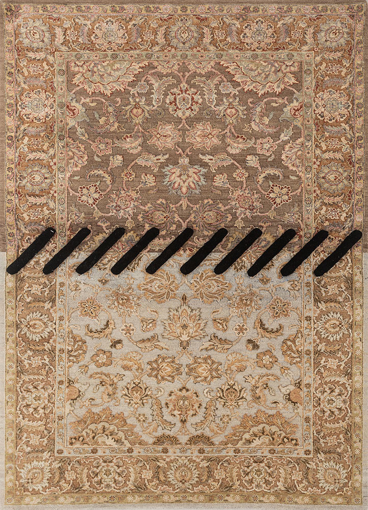 playing with tradition beige and brown wool and silk hand knotted Rug - HeadShot playing with tradition beige and brown wool and silk hand knotted Rug - HeadShot