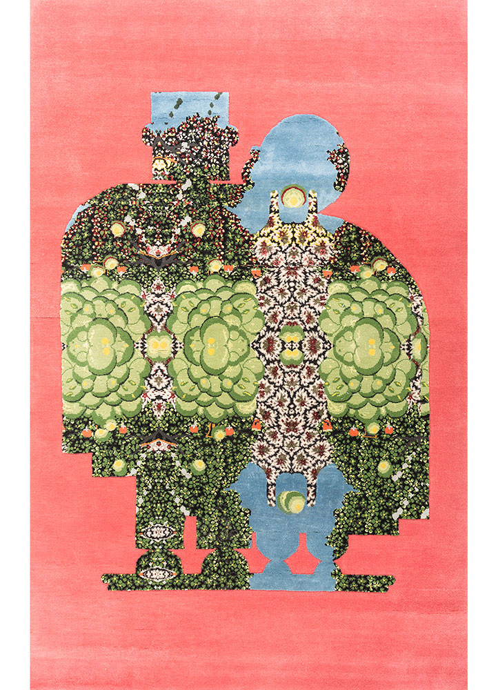 days pink and purple wool and silk hand knotted Rug