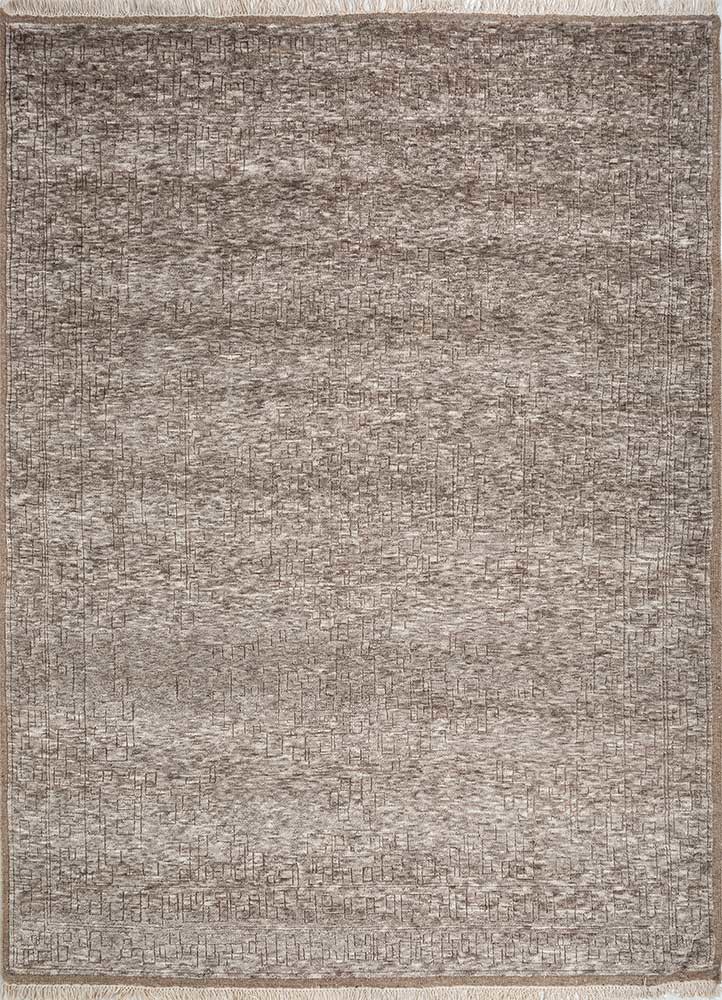 beige and brown beige and brown wool hand knotted Rug