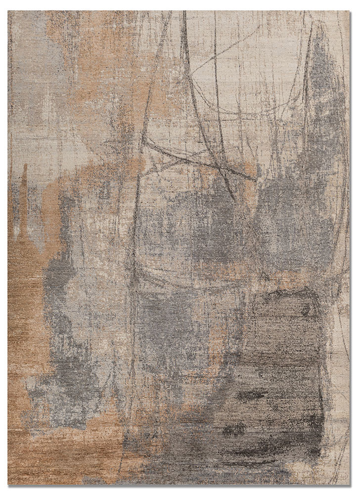 entropy beige and brown wool hand knotted Rug - HeadShot entropy beige and brown wool hand knotted Rug - HeadShot