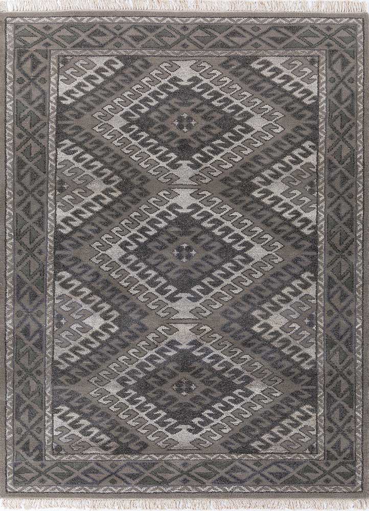 savana grey and black wool and viscose hand knotted Rug - HeadShot savana grey and black wool and viscose hand knotted Rug - HeadShot