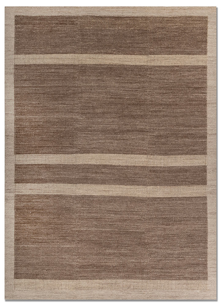 aprezo beige and brown wool hand knotted Rug - HeadShot