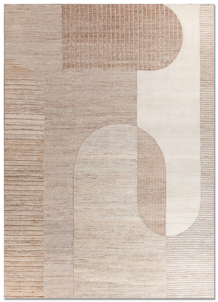 beige and brown beige and brown wool hand knotted Rug