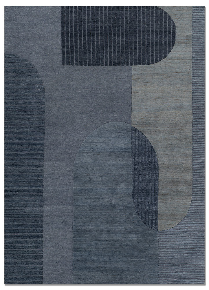 sthir blue wool hand knotted Rug - HeadShot sthir blue wool hand knotted Rug - HeadShot