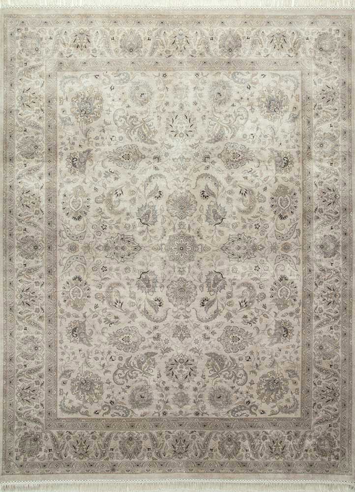 gulmarg ivory silk hand knotted Rug - HeadShot