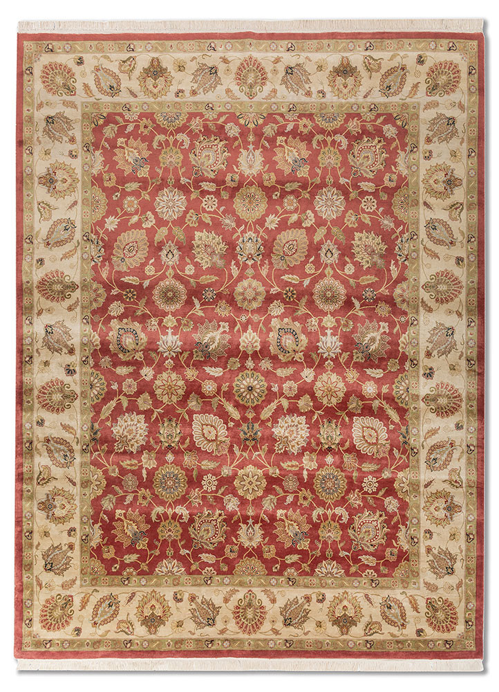 red and orange red and orange silk hand knotted Rug