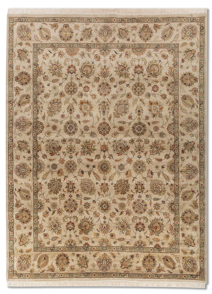  ivory silk hand knotted Rug