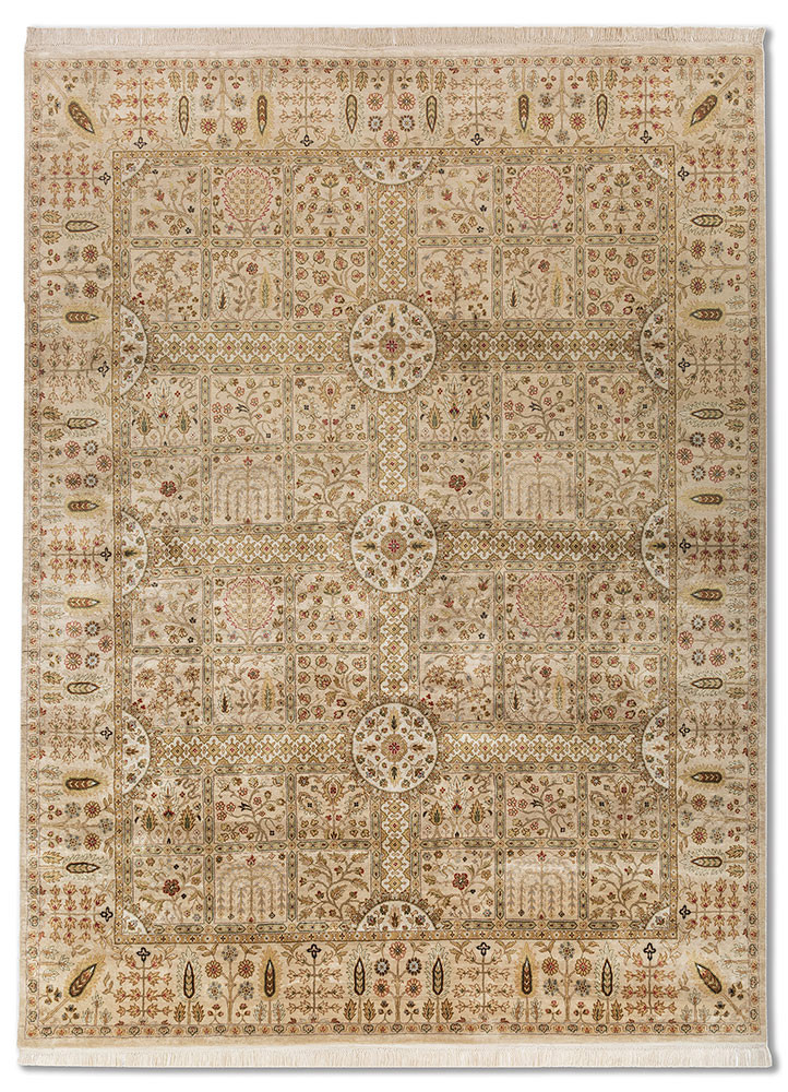  ivory silk hand knotted Rug