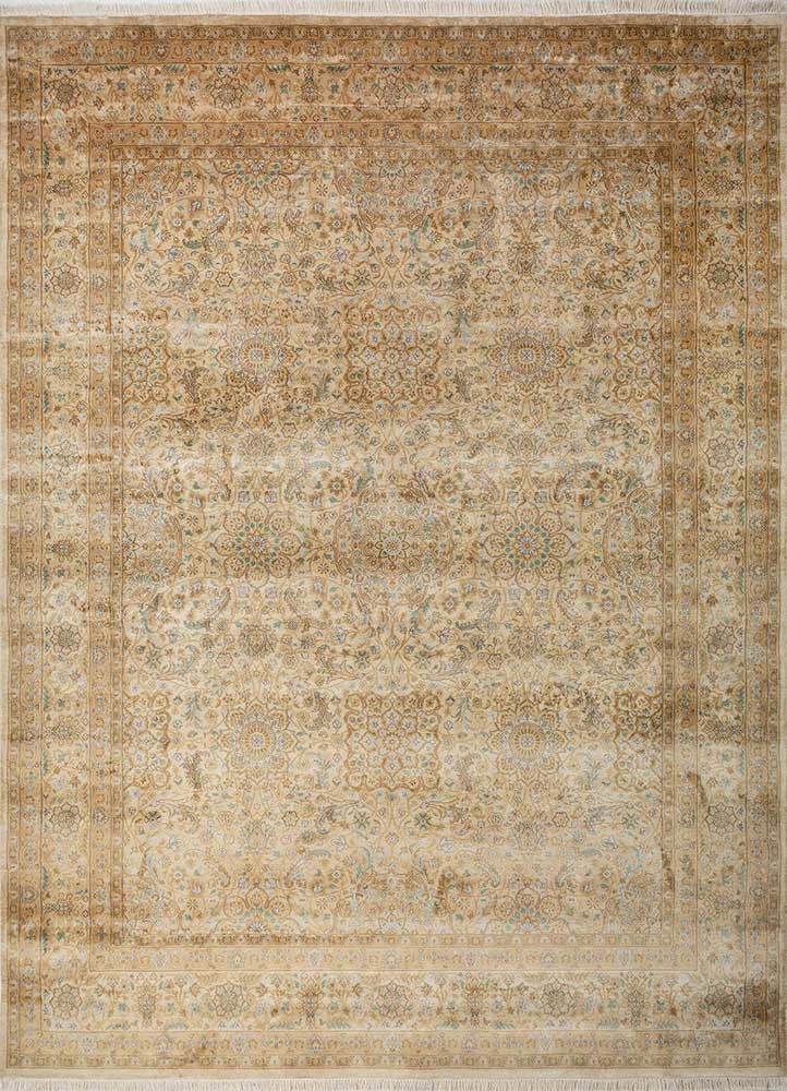 gulmarg beige and brown silk hand knotted Rug - HeadShot gulmarg beige and brown silk hand knotted Rug - HeadShot