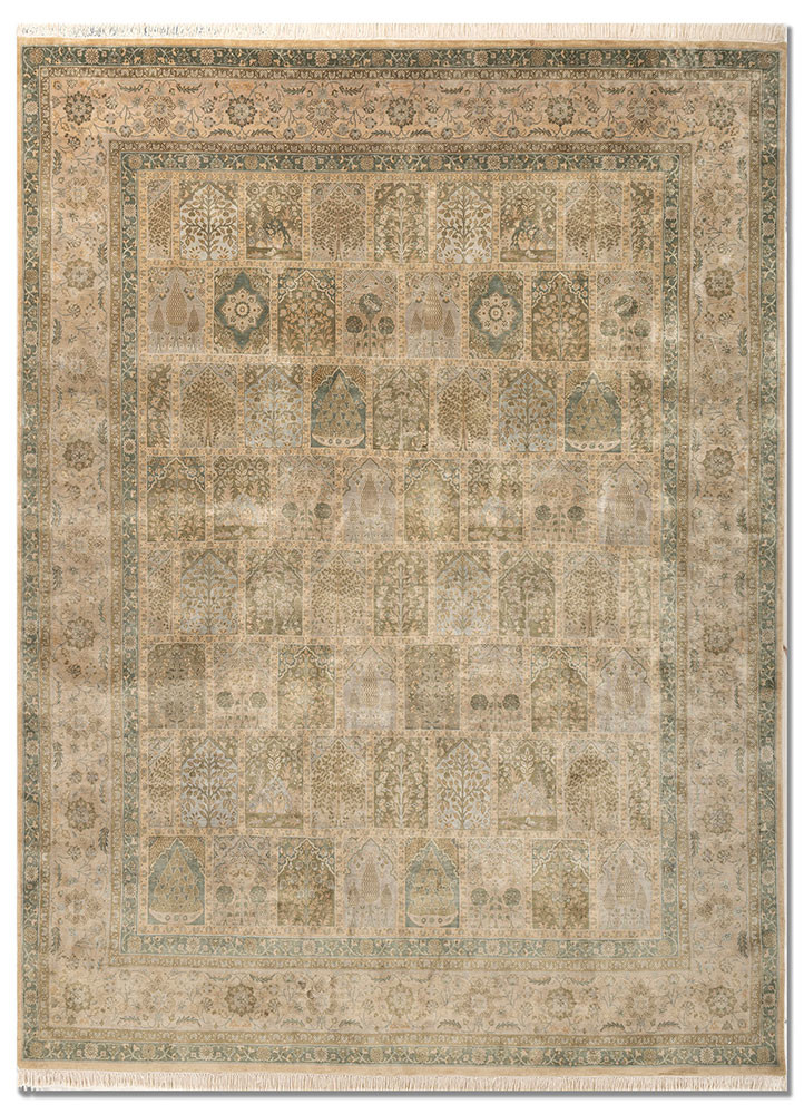 gulmarg ivory silk hand knotted Rug - HeadShot