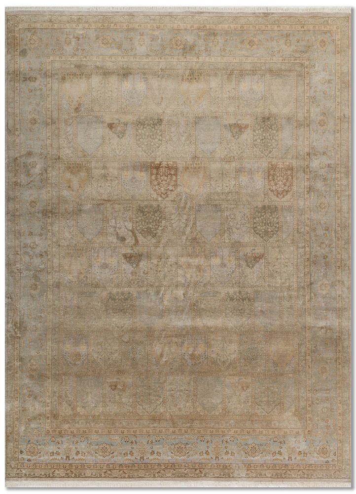 blue blue silk hand knotted Rug