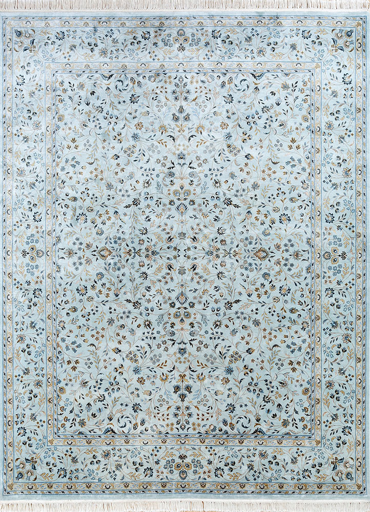 gulmarg blue silk hand knotted Rug - HeadShot gulmarg blue silk hand knotted Rug - HeadShot