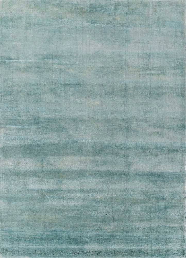 basis blue wool and viscose hand loom Rug - HeadShot