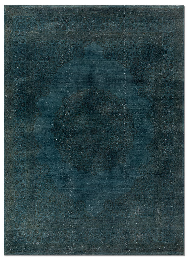 lacuna blue wool hand knotted Rug - HeadShot