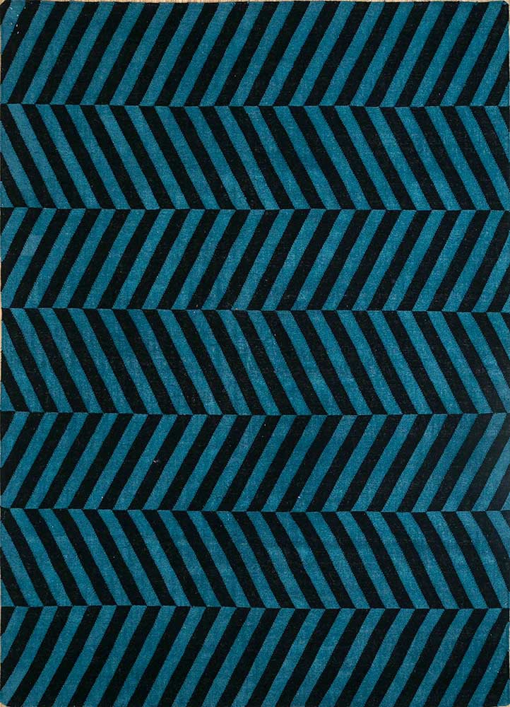 indusbar blue wool flat weaves Rug - HeadShot