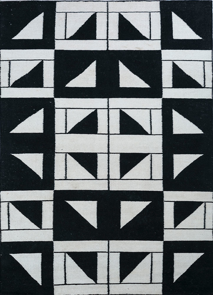 indusbar grey and black wool flat weaves Rug - HeadShot indusbar grey and black wool flat weaves Rug - HeadShot