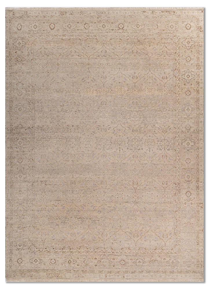  ivory wool hand knotted Rug