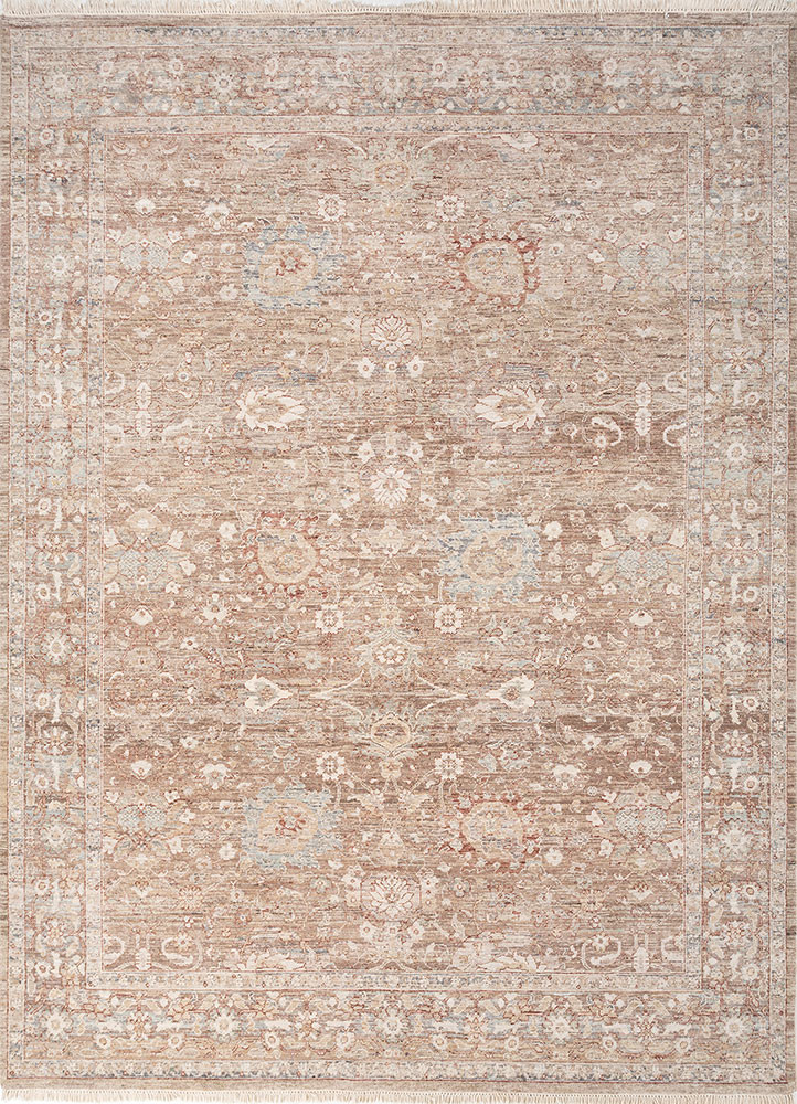 beige and brown beige and brown wool hand knotted Rug