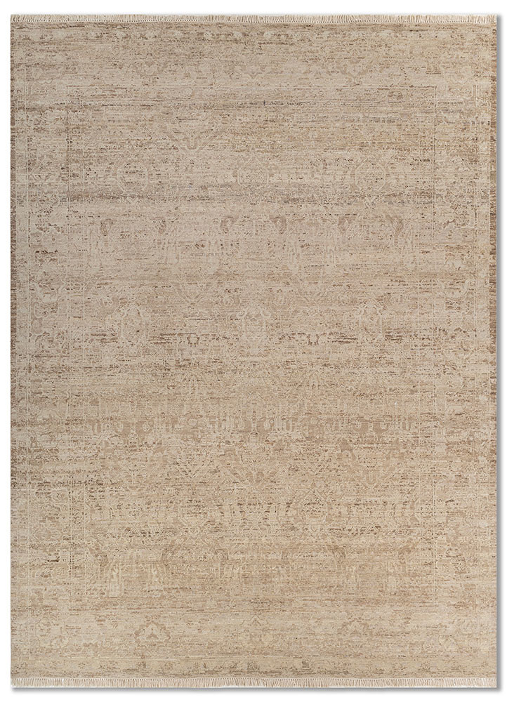 someplace in time ivory wool hand knotted Rug - HeadShot