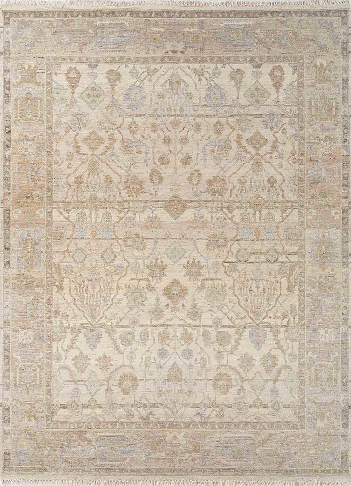 someplace in time ivory afghan wool hand knotted Rug