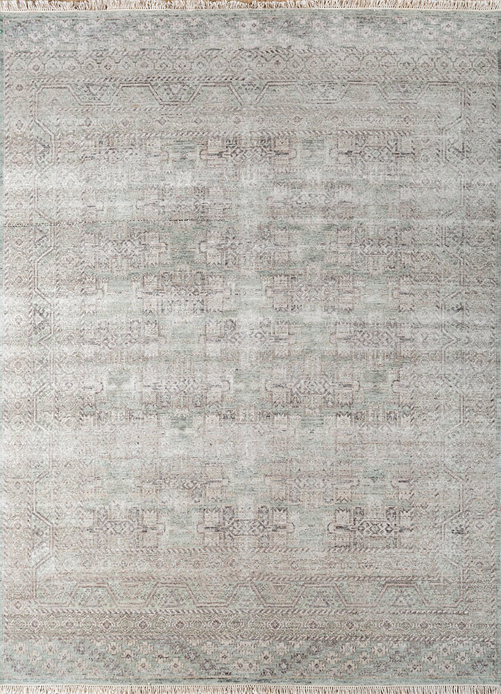  green afghan wool hand knotted Rug
