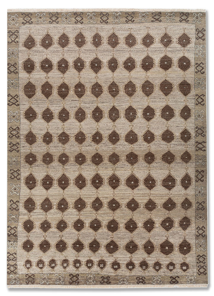 erbe green wool hand knotted Rug - HeadShot