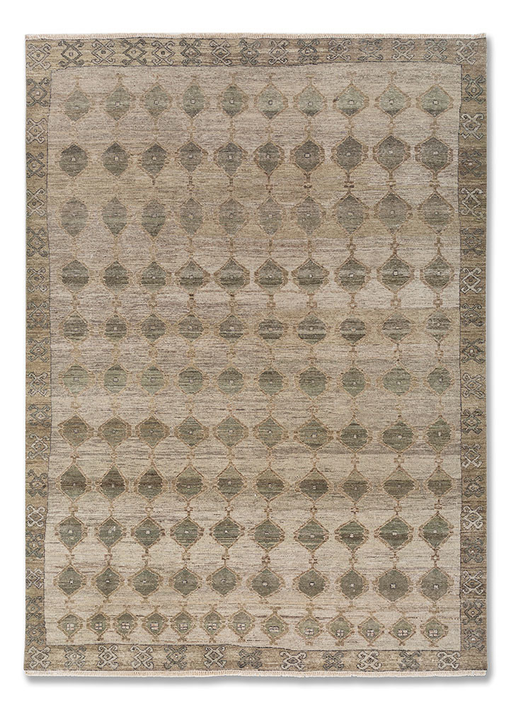  green wool hand knotted Rug