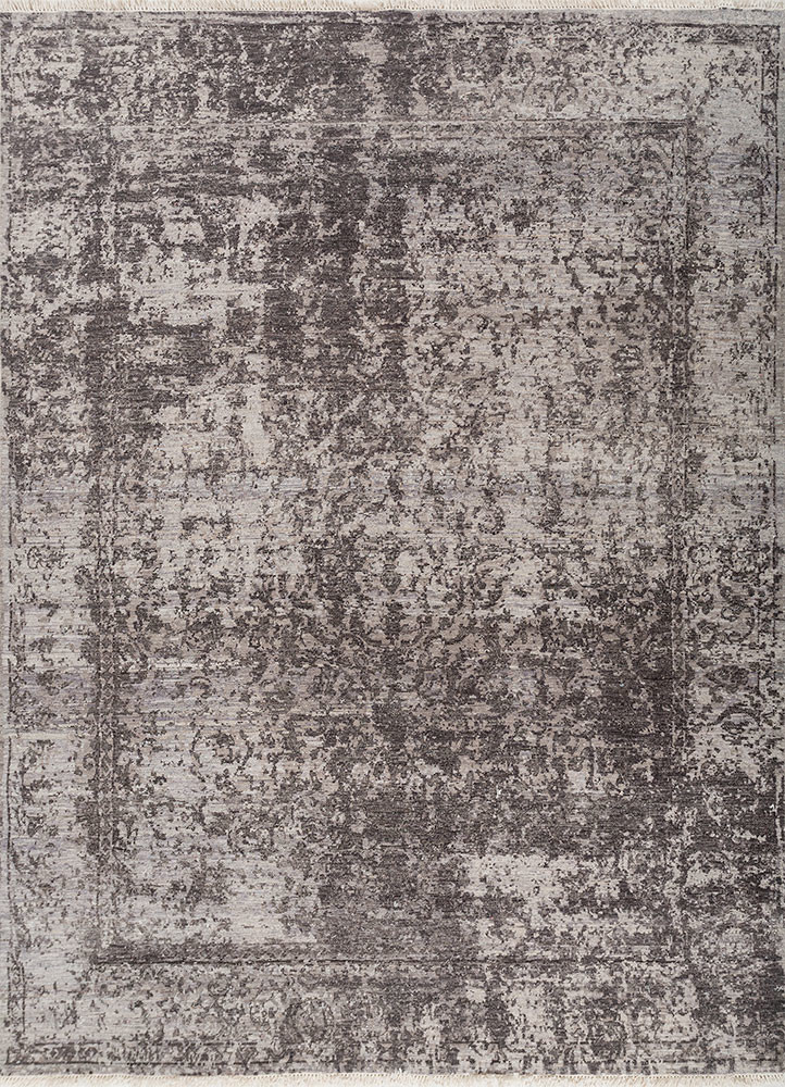 viscaya grey and black afghan wool hand knotted Rug - HeadShot