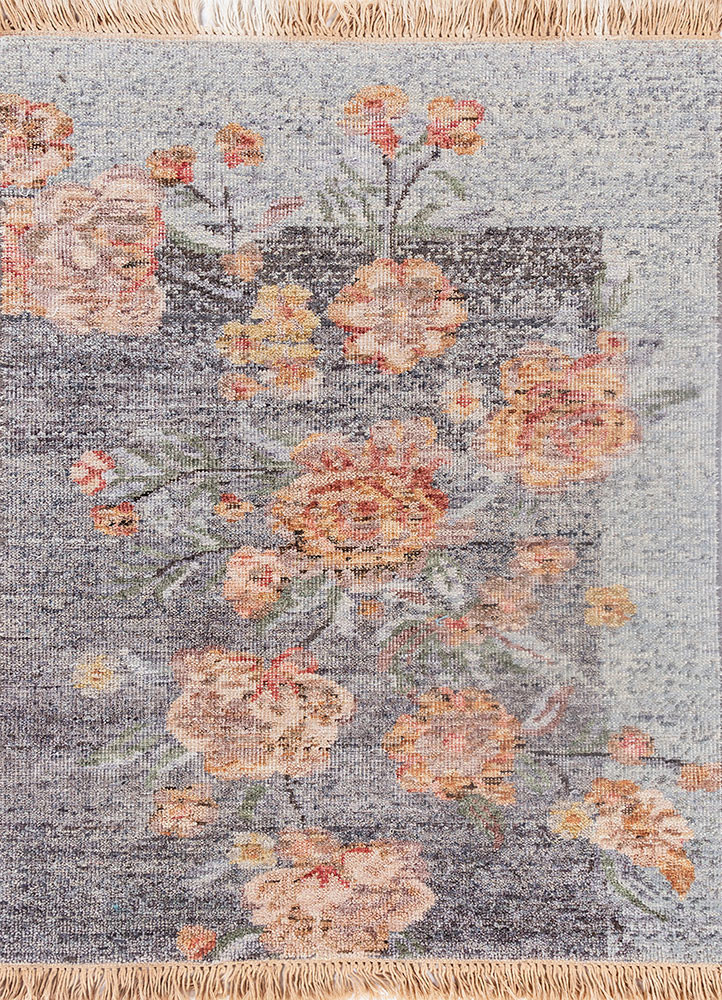 pansy grey and black afghan wool hand knotted Rug - HeadShot pansy grey and black afghan wool hand knotted Rug - HeadShot
