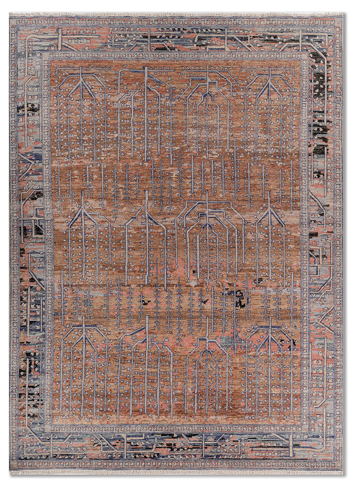 someplace in time blue afghan wool hand knotted Rug - HeadShot someplace in time blue afghan wool hand knotted Rug - HeadShot