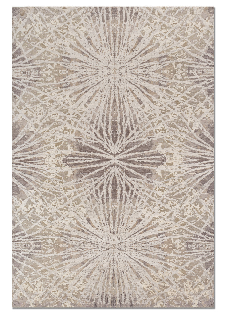 chaos theory by kavi grey and black wool and bamboo silk hand knotted Rug - HeadShot