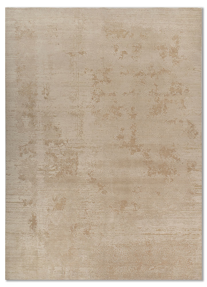 manifest beige and brown wool and silk hand knotted Rug