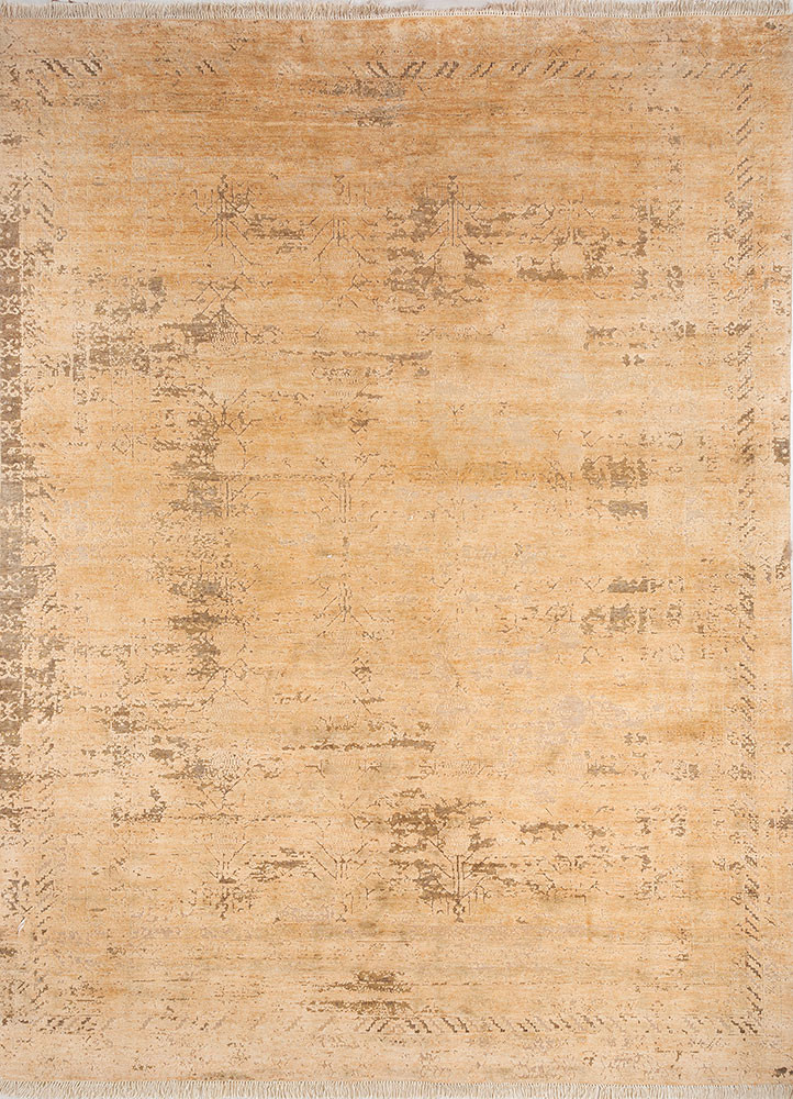 far east beige and brown wool and silk hand knotted Rug - HeadShot far east beige and brown wool and silk hand knotted Rug - HeadShot