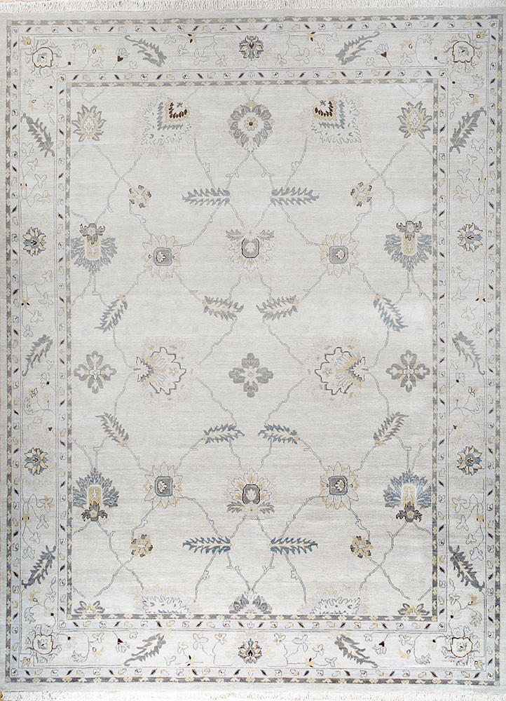 aprezo ivory wool hand knotted Rug - HeadShot