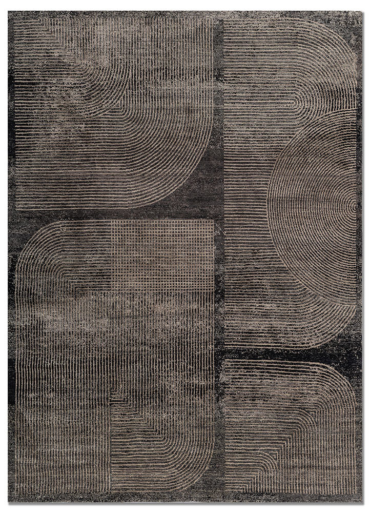 azalea grey and black wool and silk hand knotted Rug - HeadShot azalea grey and black wool and silk hand knotted Rug - HeadShot