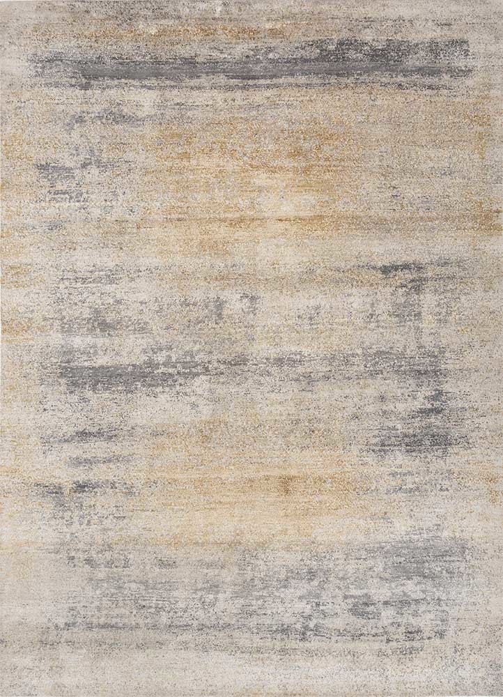 ivory ivory wool and silk hand knotted Rug