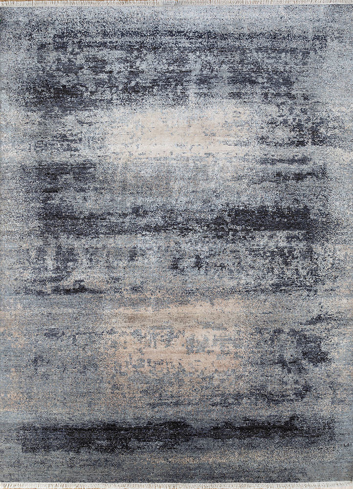 ivory ivory wool and silk hand knotted Rug