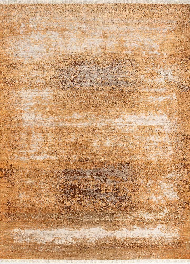 blue blue wool and silk hand knotted Rug