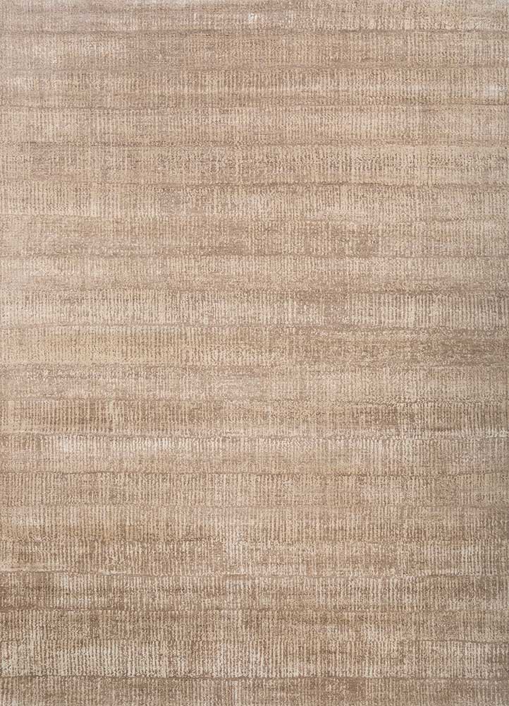 beige and brown beige and brown wool and silk hand knotted Rug