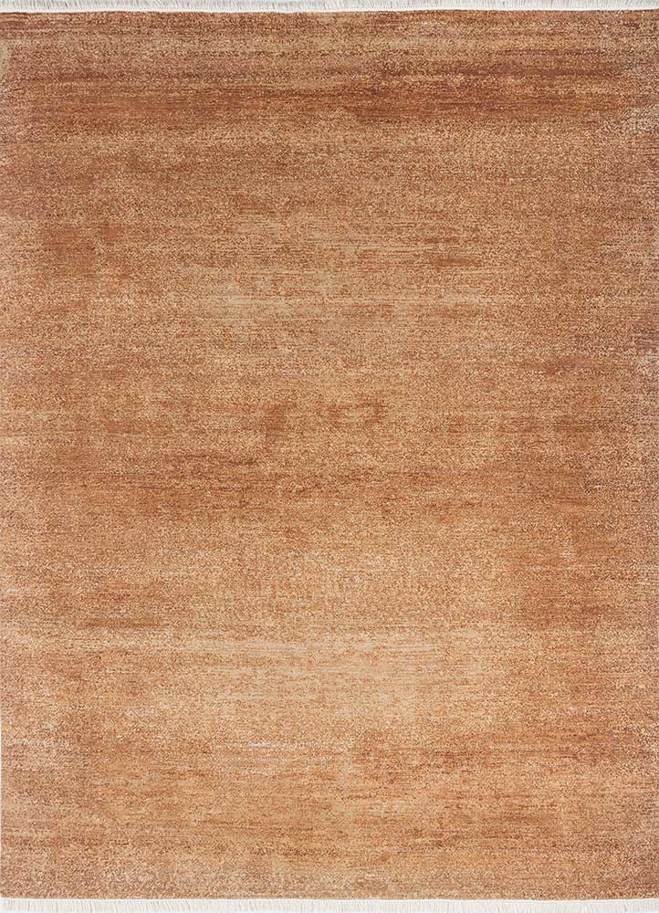 entropy beige and brown wool and silk hand knotted Rug - HeadShot