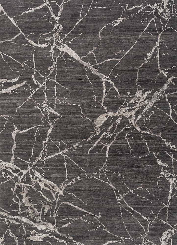  blue wool and silk hand knotted Rug