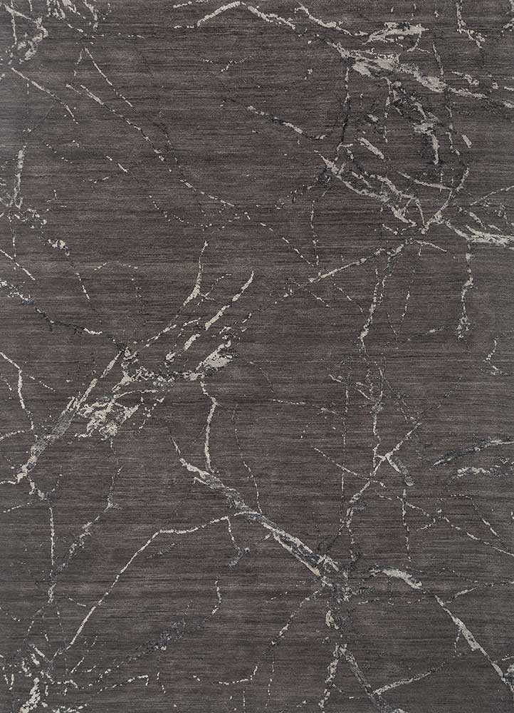  grey and black wool and silk hand knotted Rug