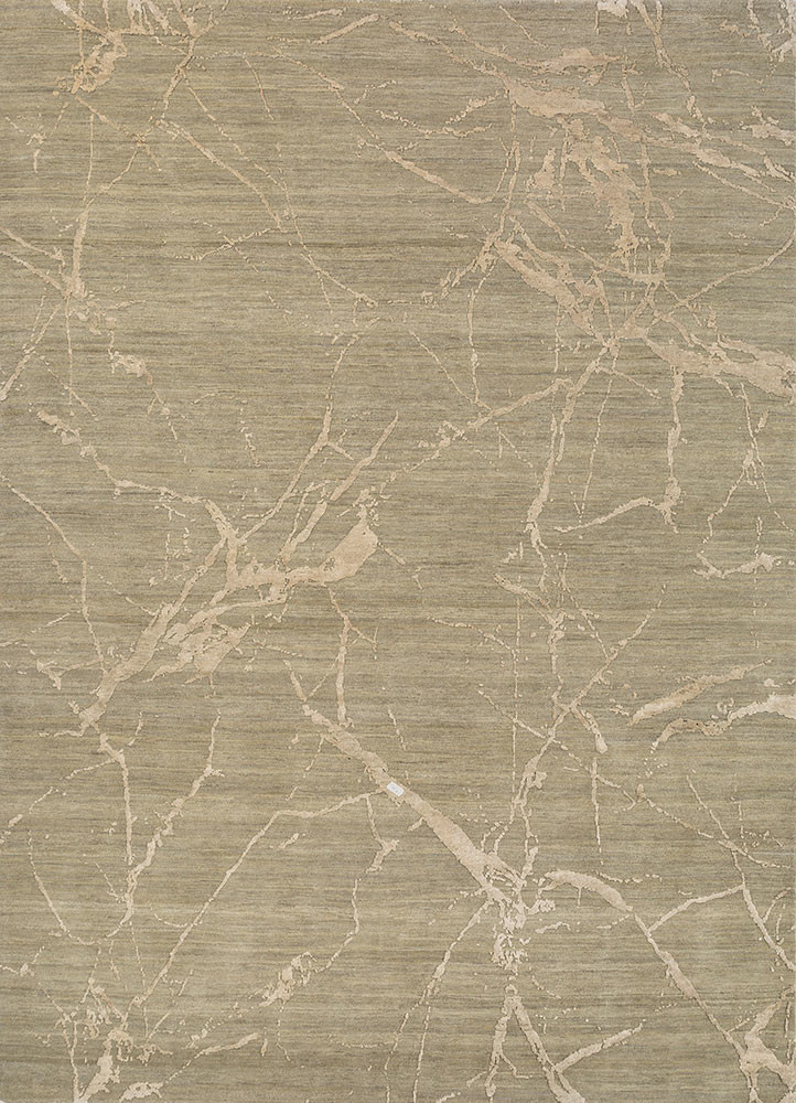 urban pause by kavi green wool and silk hand knotted Rug - HeadShot