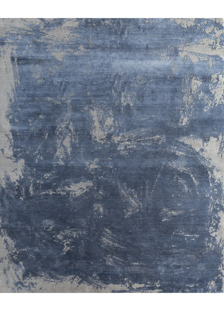  grey and black wool and silk hand knotted Rug