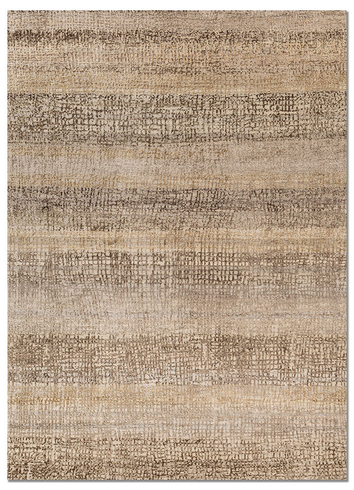 ivory ivory wool and silk hand knotted Rug