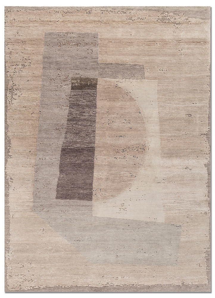 unfold by kavi beige and brown wool and silk hand knotted Rug - HeadShot unfold by kavi beige and brown wool and silk hand knotted Rug - HeadShot