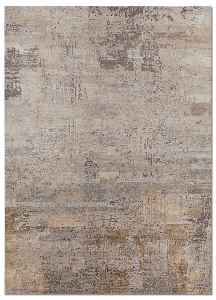 aprezo beige and brown wool and silk hand knotted Rug - HeadShot aprezo beige and brown wool and silk hand knotted Rug - HeadShot