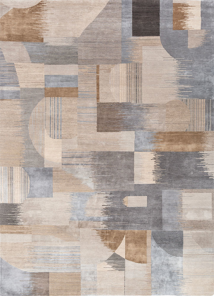 aakar by kavi grey and black wool and silk hand knotted Rug - HeadShot aakar by kavi grey and black wool and silk hand knotted Rug - HeadShot